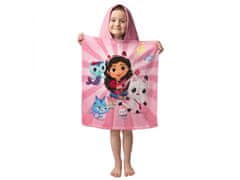 DreamWorks Mačji dom Gabi Otroška brisača s kapuco, pončo za deklico 50x115 cm OEKO-TEX 
