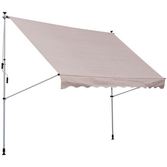 OUTSUNNY Markiza, Tenda Na Zložljive Roke, Po Višini Nastavljiva Tenda, 200X150Cm, Krem Bela, Aluminij