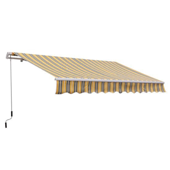OUTSUNNY Markiza, Zložljiva Tenda Z Ročko, Zaščita Pred Soncem, 3,5X2,5M, Rumeno/Siva, Aluminij/Poliester