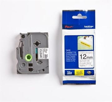 Brother - TZe-S131 prosojen / črn (12 mm, laminiran, zelo trpežen)