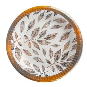 Procos PAPIRNATI KROŽNIKI SIVE VEJICE 8 KOSOV, 20 CM