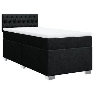 Vidaxl Box spring postelja z vzmetnico črna 80x200 cm blago