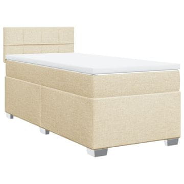 Vidaxl Box spring postelja z vzmetnico krem 80x200 cm blago