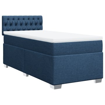Vidaxl Box spring postelja z vzmetnico modra 90x200 cm blago