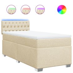Vidaxl Box spring postelja z vzmetnico krem 100x200 cm blago