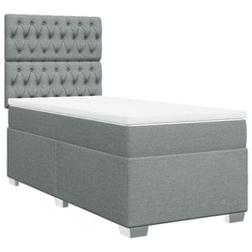 Vidaxl Box spring postelja z vzmetnico svetlo siva 90x190 cm blago