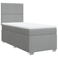 Vidaxl Box spring postelja z vzmetnico svetlo siva 90x190 cm blago