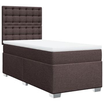 Vidaxl Box spring postelja z vzmetnico temno rjav 90x190 cm blago