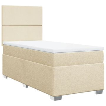 Vidaxl Box spring postelja z vzmetnico krem 80x200 cm blago