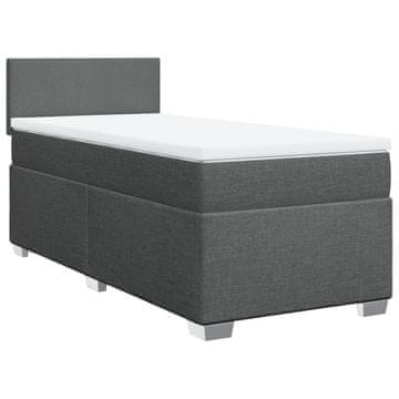 Vidaxl Box spring postelja z vzmetnico temno siva 90x190 cm blago