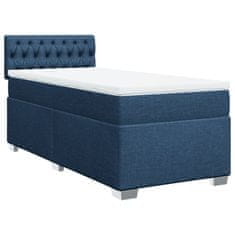 Vidaxl Box spring postelja z vzmetnico modra 90x190 cm blago
