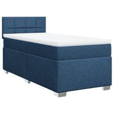 Vidaxl Box spring postelja z vzmetnico modra 90x200 cm blago