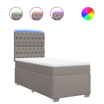 Vidaxl Box spring postelja z vzmetnico taupe 90x200 cm blago
