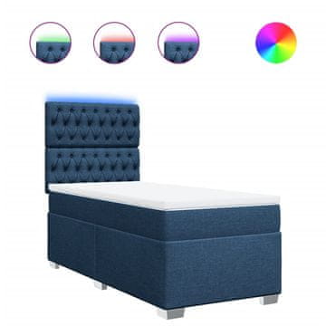 Vidaxl Box spring postelja z vzmetnico modra 90x200 cm blago