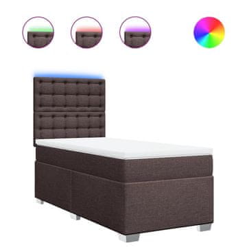 Vidaxl Box spring postelja z vzmetnico temno rjava 90x200 cm blago