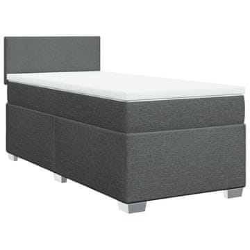 Vidaxl Box spring postelja z vzmetnico temno siva 100x200 cm blago