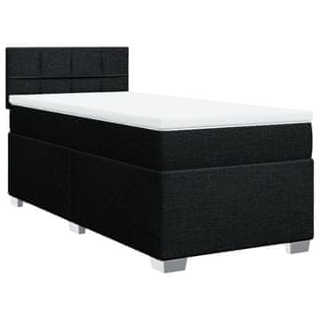 Vidaxl Box spring postelja z vzmetnico črna 100x200 cm blago