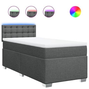 Vidaxl Box spring postelja z vzmetnico temno siva 90x200 cm blago