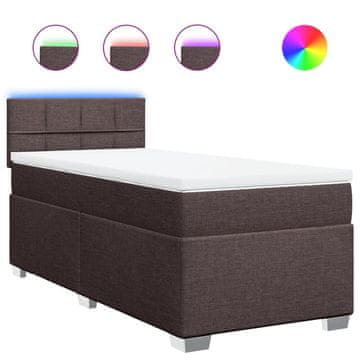 Vidaxl Box spring postelja z vzmetnico temno rjava 90x200 cm blago