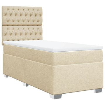 Vidaxl Box spring postelja z vzmetnico krem 80x200 cm blago