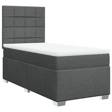 Vidaxl Box spring postelja z vzmetnico temno siva 100x200 cm blago