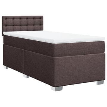 Vidaxl Box spring postelja z vzmetnico temno rjav 90x190 cm blago