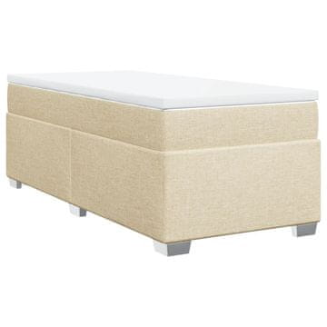 Vidaxl Box spring postelja z vzmetnico krem 90x190 cm blago
