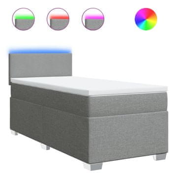 Vidaxl Box spring postelja z vzmetnico svetlo siva 80x200 cm blago