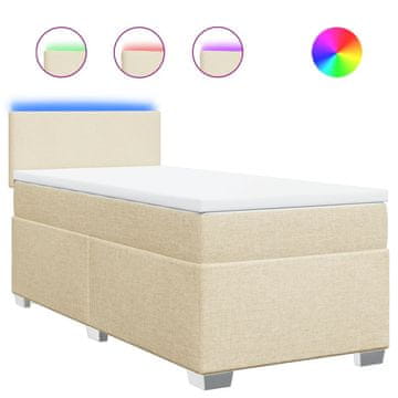 Vidaxl Box spring postelja z vzmetnico krem 90x190 cm blago