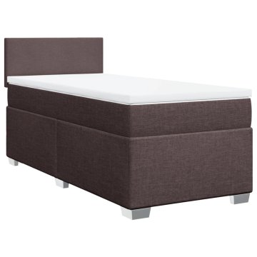 Vidaxl Box spring postelja z vzmetnico temno rjava 100x200 cm blago