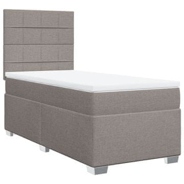 Vidaxl Box spring postelja z vzmetnico taupe 90x200 cm blago