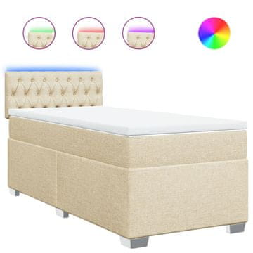 Vidaxl Box spring postelja z vzmetnico krem 90x200 cm blago