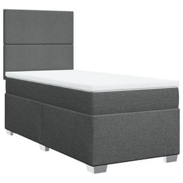 Vidaxl Box spring postelja z vzmetnico temno siva 100x200 cm blago