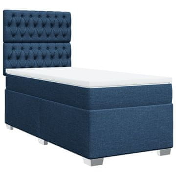 Vidaxl Box spring postelja z vzmetnico modra 90x190 cm blago