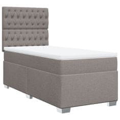 Vidaxl Box spring postelja z vzmetnico taupe 90x200 cm blago
