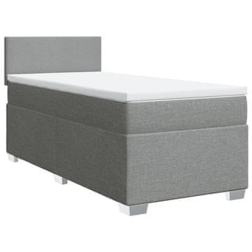 Vidaxl Box spring postelja z vzmetnico svetlo siva 80x200 cm blago