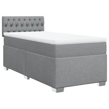 Vidaxl Box spring postelja z vzmetnico svetlo siva 80x200 cm blago