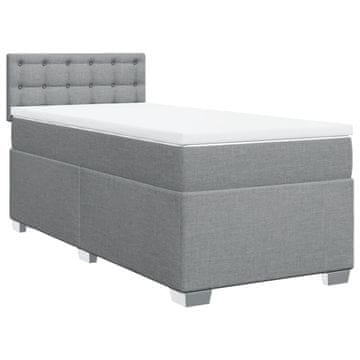 Vidaxl Box spring postelja z vzmetnico svetlo siv 100x200 cm blago