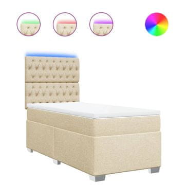 Vidaxl Box spring postelja z vzmetnico krem 100x200 cm blago