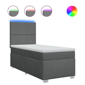 Vidaxl Box spring postelja z vzmetnico temno siva 80x200 cm blago