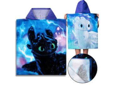 DreamWorks Jezdeci zmajev Otroška brisača s kapuco, pončo za fanta 50x115 cm OEKO-TEX
