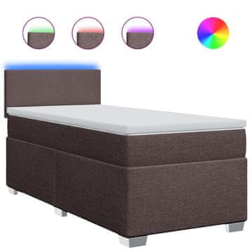 Vidaxl Box spring postelja z vzmetnico temno rjava 90x200 cm blago