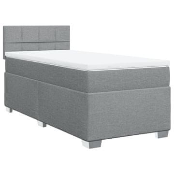 Vidaxl Box spring postelja z vzmetnico svetlo siv 100x200 cm blago