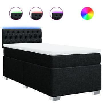 Vidaxl Box spring postelja z vzmetnico črn 90x190 cm blago