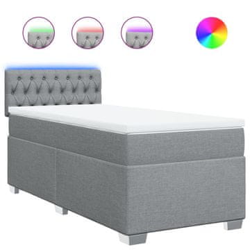 Vidaxl Box spring postelja z vzmetnico svetlo siva 90x190 cm blago