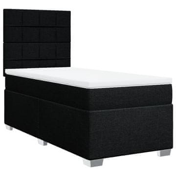 Vidaxl Box spring postelja z vzmetnico črna 100x200 cm blago