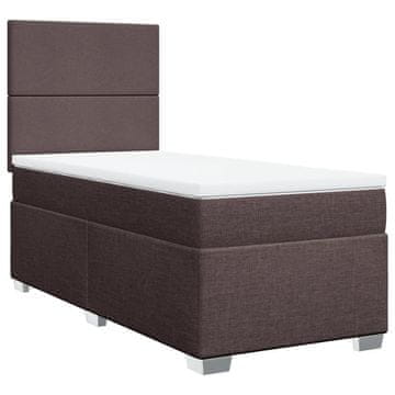 Vidaxl Box spring postelja z vzmetnico temno rjav 90x190 cm blago