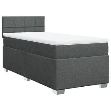 Vidaxl Box spring postelja z vzmetnico temno siva 90x190 cm blago