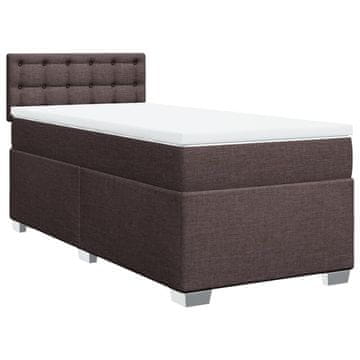 Vidaxl Box spring postelja z vzmetnico temno rjava 100x200 cm blago