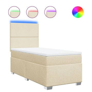 Vidaxl Box spring postelja z vzmetnico krem 80x200 cm blago
